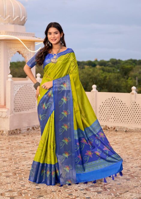Apple Green Saree